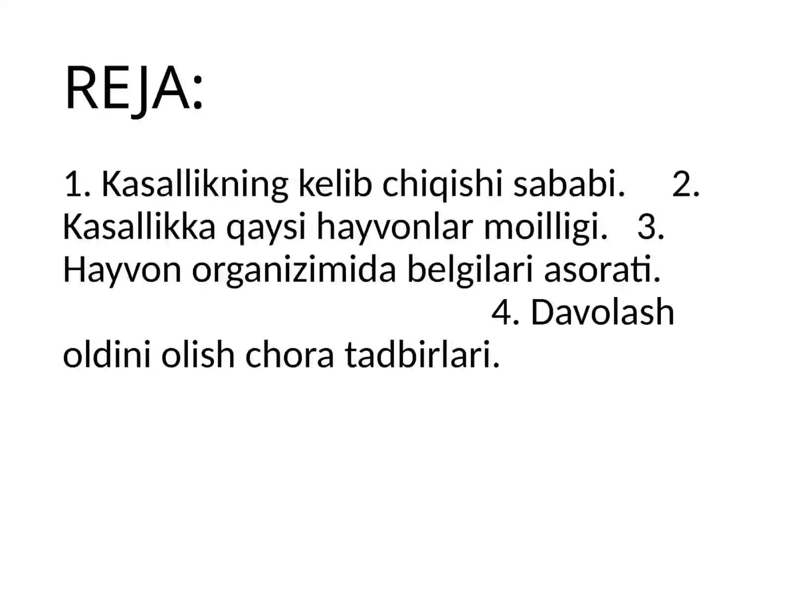 Yovoyivamo‘ynalihayvonlar kasalliklari fanidan tayyorlangan mustaqil ishi 3