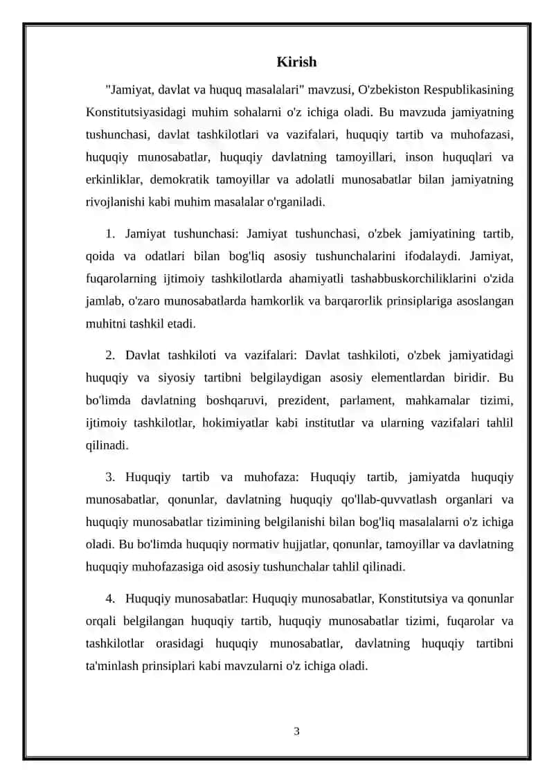 O’zbekiston Respublikasining Konstitutsiyasida jamiyat, Davlat va huquq masalalari 3