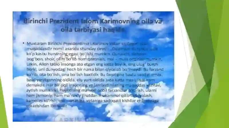 Oʻzbekiston Respublikasi Prezdenti asarlarida oila va oila tarbiyasi masalalarining yoritilishi 3