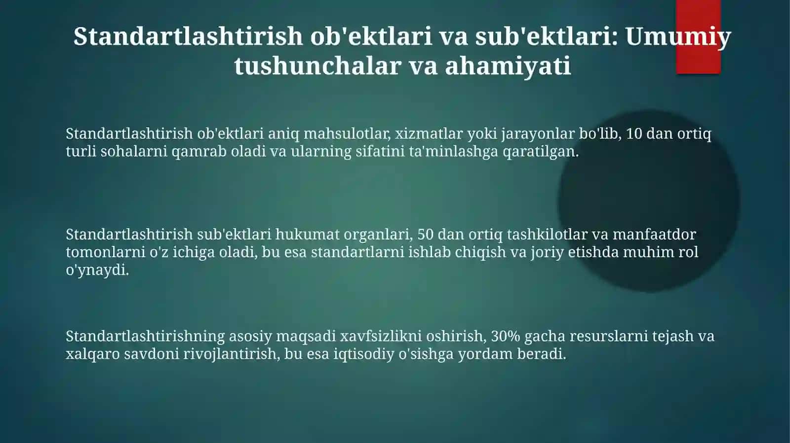 Turizm va mehmondostlik industriyasida standartlashtirish obyektlari va subyektlari 3