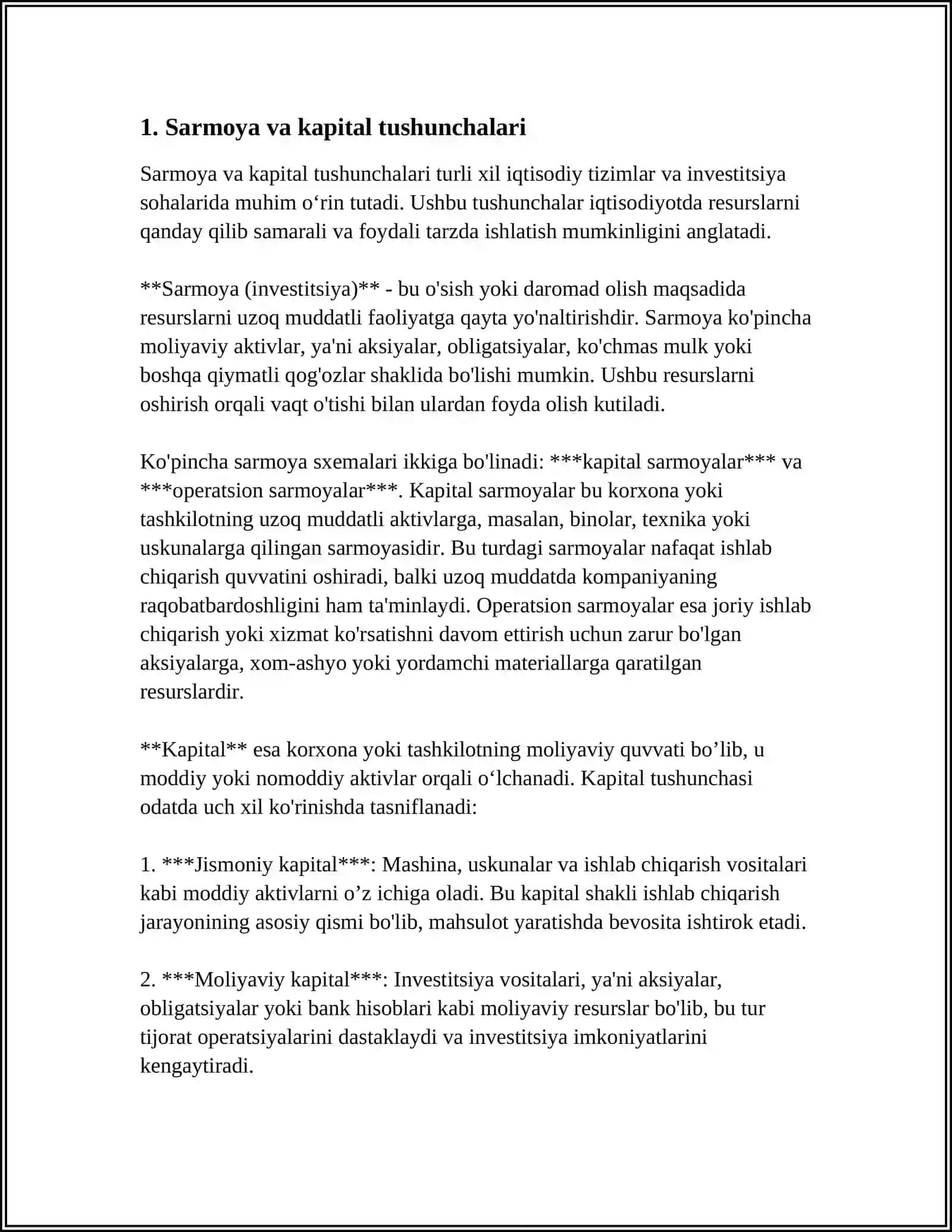 SARMOYA VA KAPITALNING SHAKLLANISHI 3