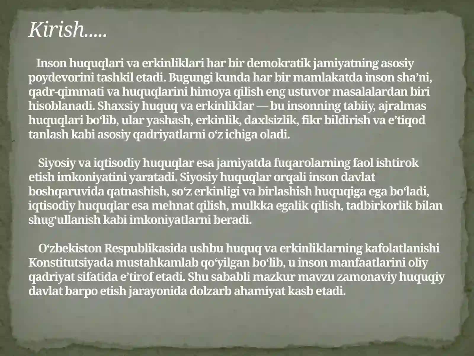 Shasiy huquq va erkinliklar, siyosiy va iqtisodiy huquqlar 3