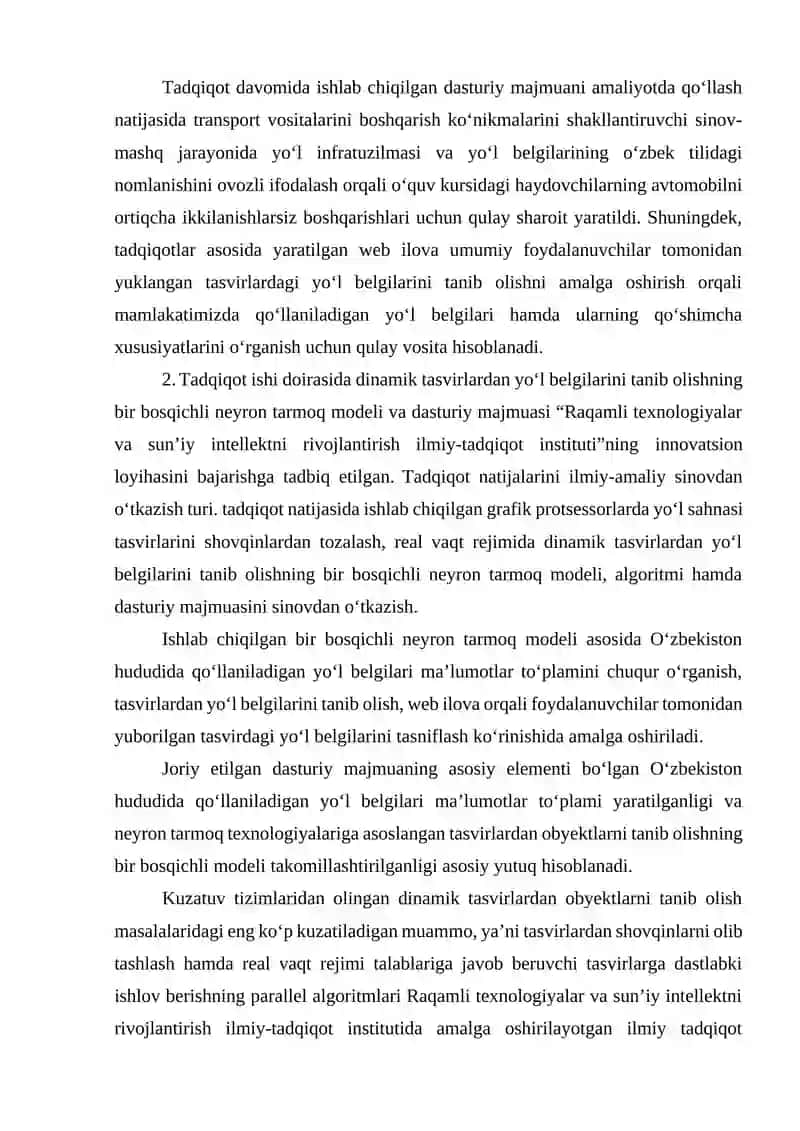 Dasturiy majmuaning yo‘l harakati xavfsizligi sohasidagi amaliy masalalarga tadbiqi 3