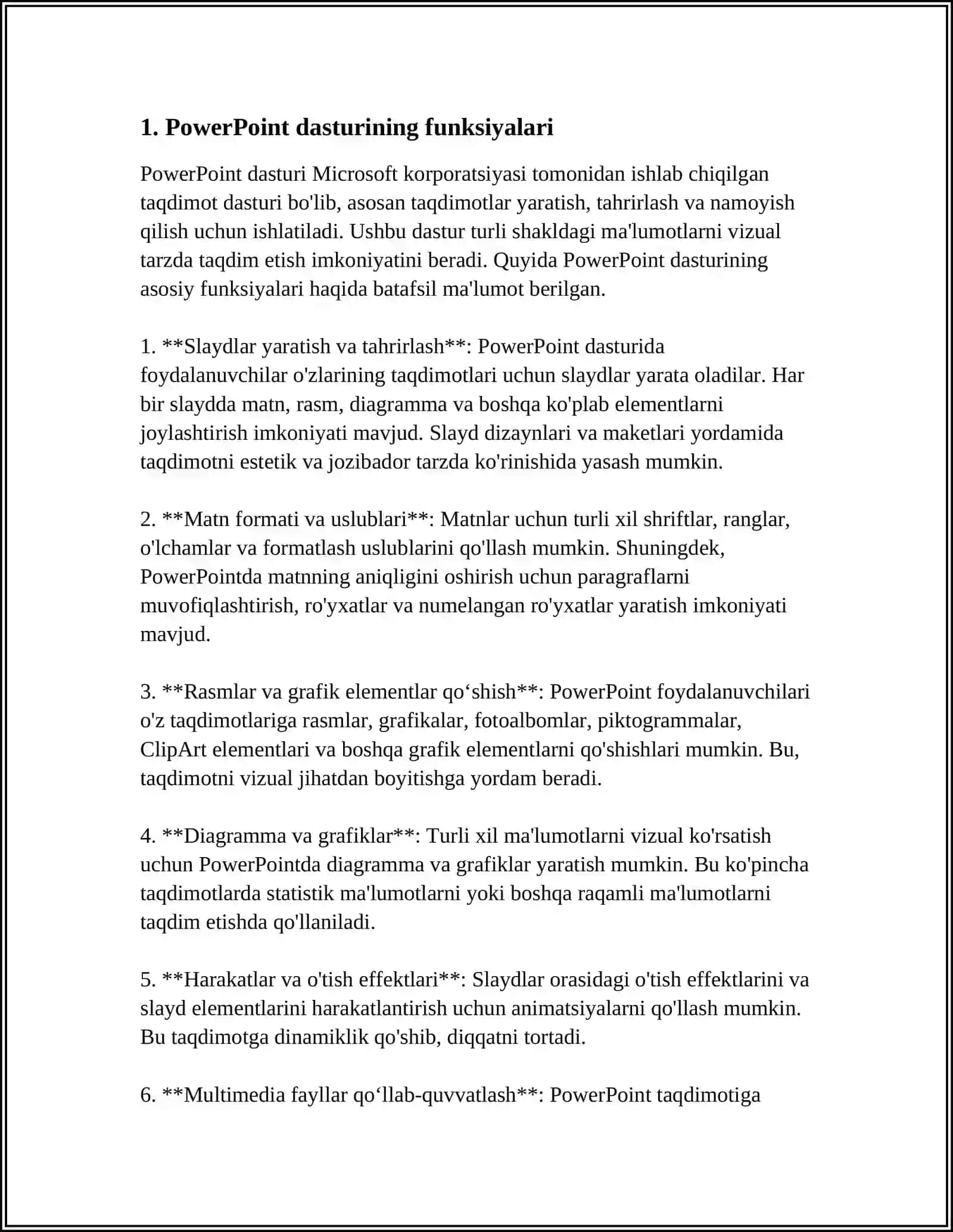 MS POWER POINTNING DASTURIY TAʼMINOTI VA UNING IMKONIYATLARI PREZINTATSIYA TAYYORLASH USULLARI VA ULARGA QOʻYILADIGAN TALABLAR 3