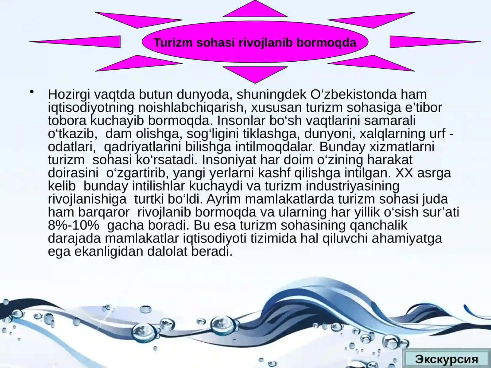 Turizm sohasining iqtisodiy o‘sishga qo‘shayotgan hissasini tahlil qilish 3