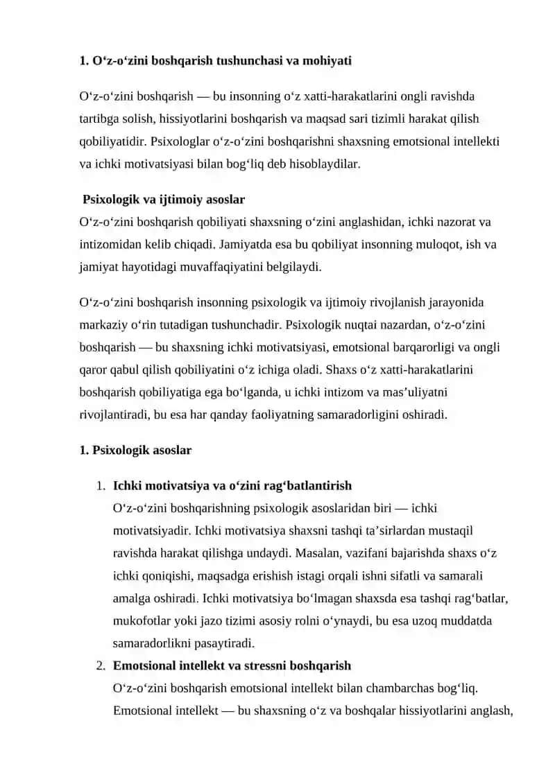 O‘Z-O‘ZINI BOSHQARISH VA SAMARADORLIK UCHUN JAVOBGARLIK 3