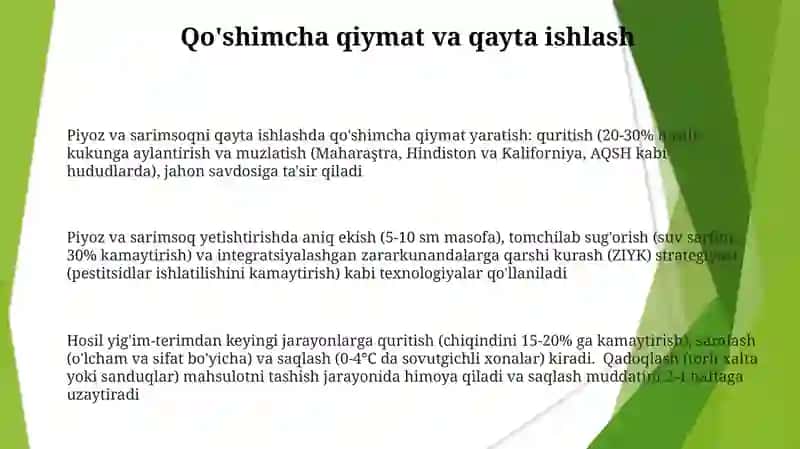 Piyoz va sarimsoq piyoz yetishtirish va xosilni yigʻish texnologik xarita tuzish texnalogiyasi 3