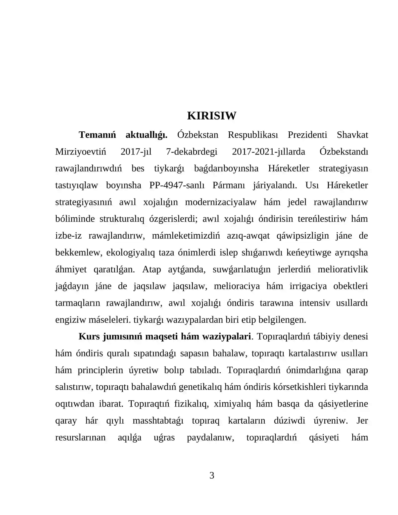 Topıraq boniteti hám oni kartalastırıw tiykarlari kurs ishi 3