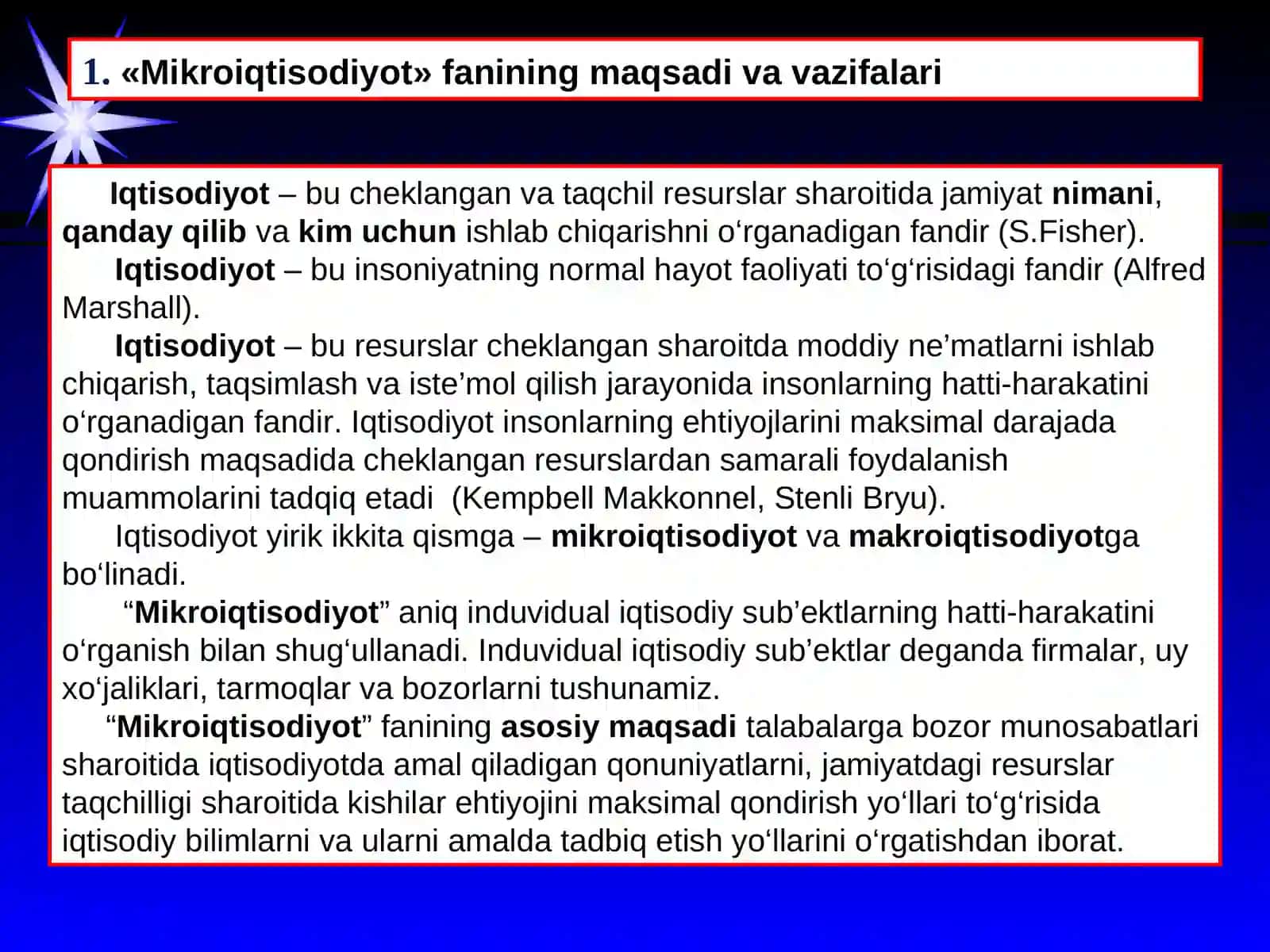 “Mikroiqtisodiyot”faniningmazmuni,maqsad v vazifalari 3