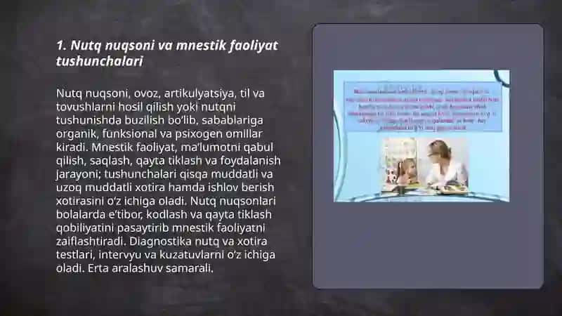 Nutq nuqsoniga ega bolalar mnestik faoliyati xususiyatlari 3