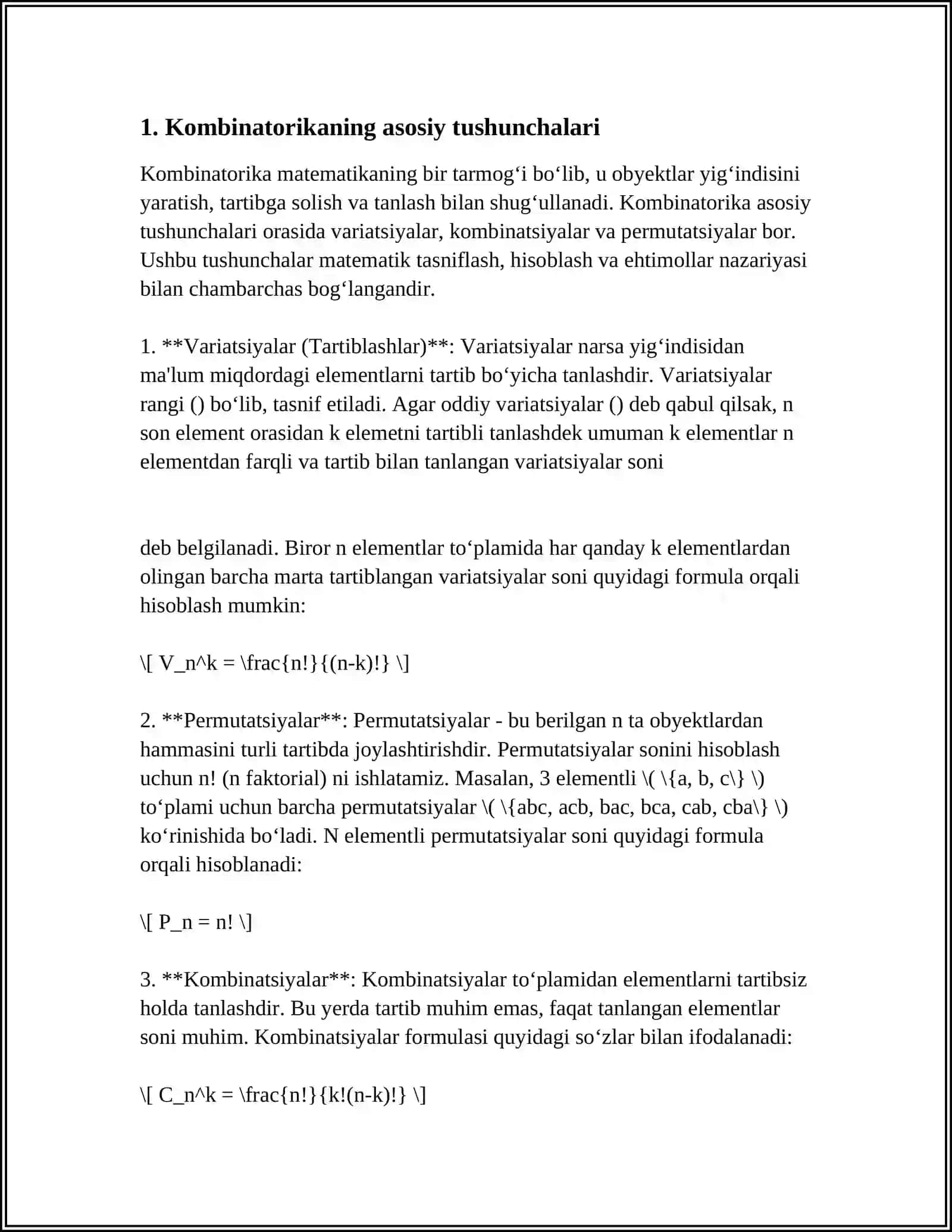 KOMBINATORIKA ASOSIY PRINSIPI VA KOMBINATORIKANING BAZI FORMULALARI 3