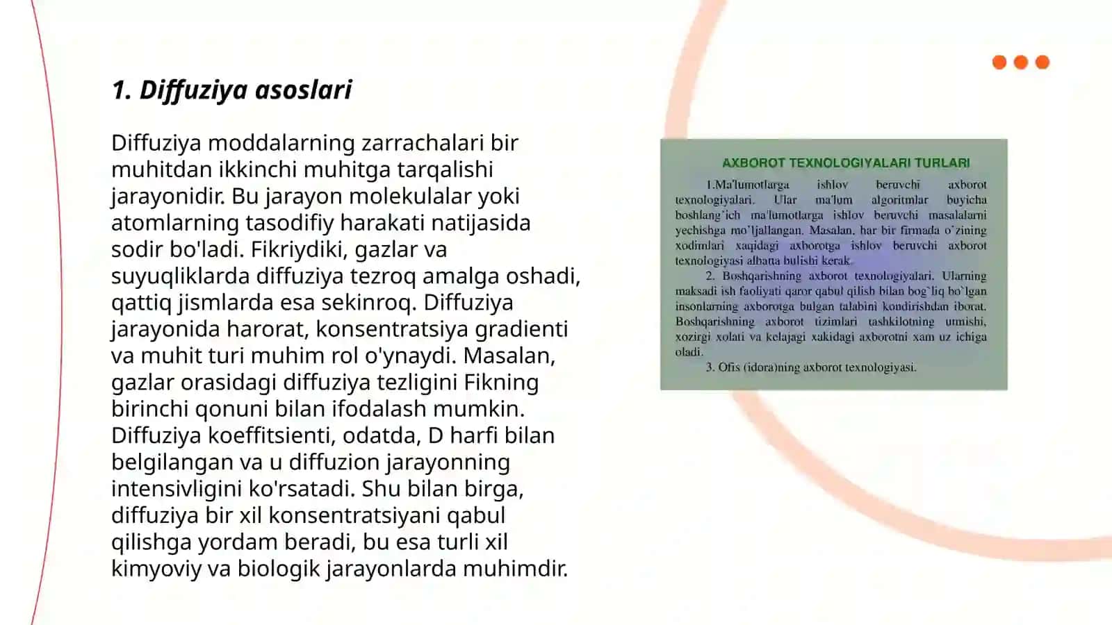 Koʻchish hodisalari.Diffuziya issiqlik oʻtkazuvchanlik va qovushqoqlik 3