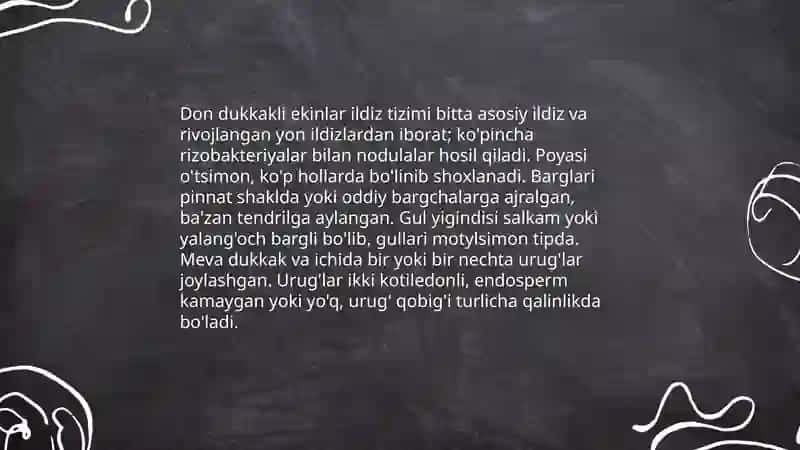 Don dukkakli ekinlarning umumiy morfologik xususiyatlari 3