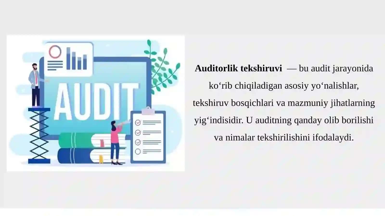 Auditorlik tekshiruvi natijalari bo‘yicha auditorlik hisoboti va xulosasini tayyorlash 3