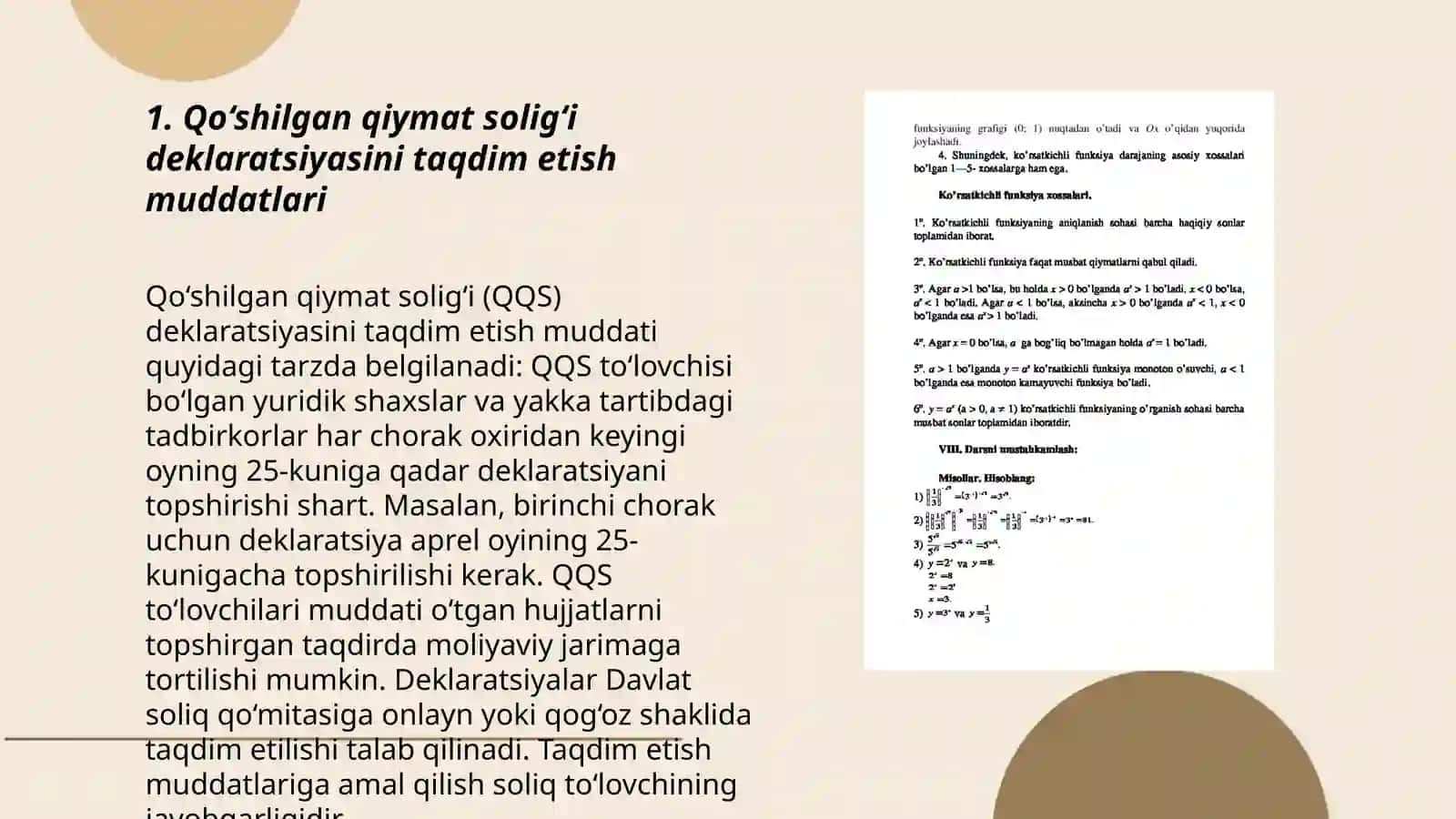 Qo‘shilgan qiymat solig‘i deklaratsiyasini taqdim etish muddatlari 3