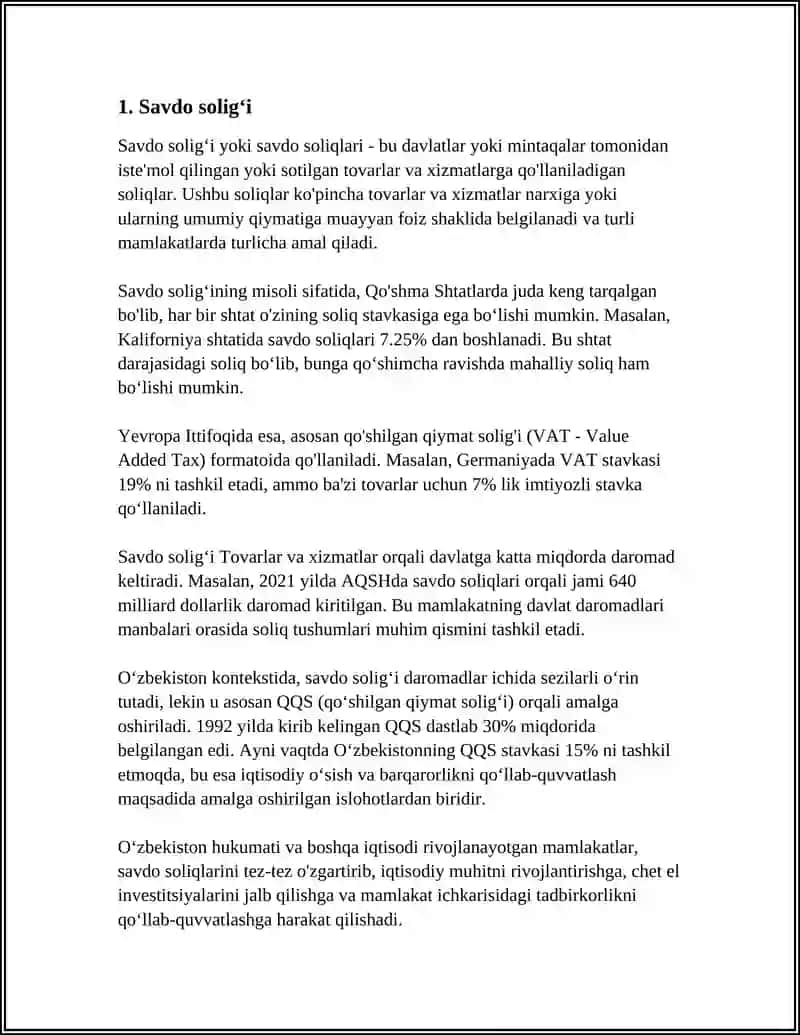 MAHSULOT ISH XIZMATLARINI SOTISHDAN TUSHGAN TUSHUMDAN UNDIRILADIGAN SOLIQLAR 3