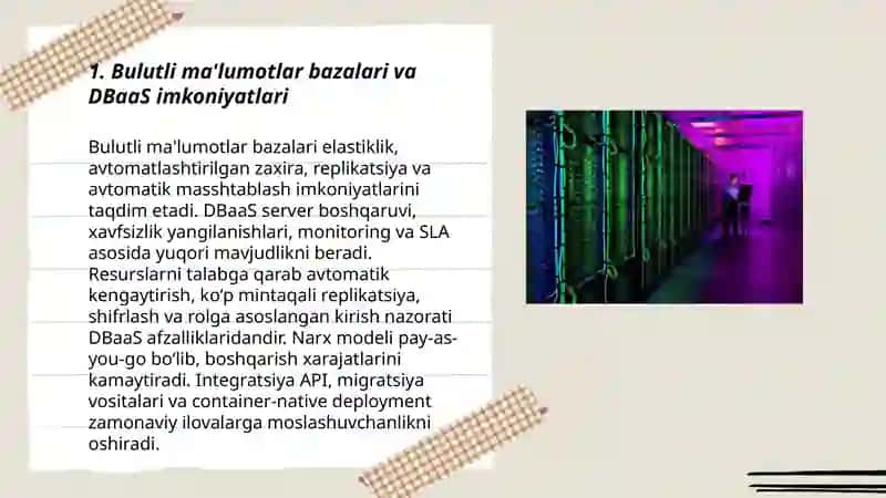 Bulutli ma'lumotlar bazalari va DBaaS imkoniyatlari 3