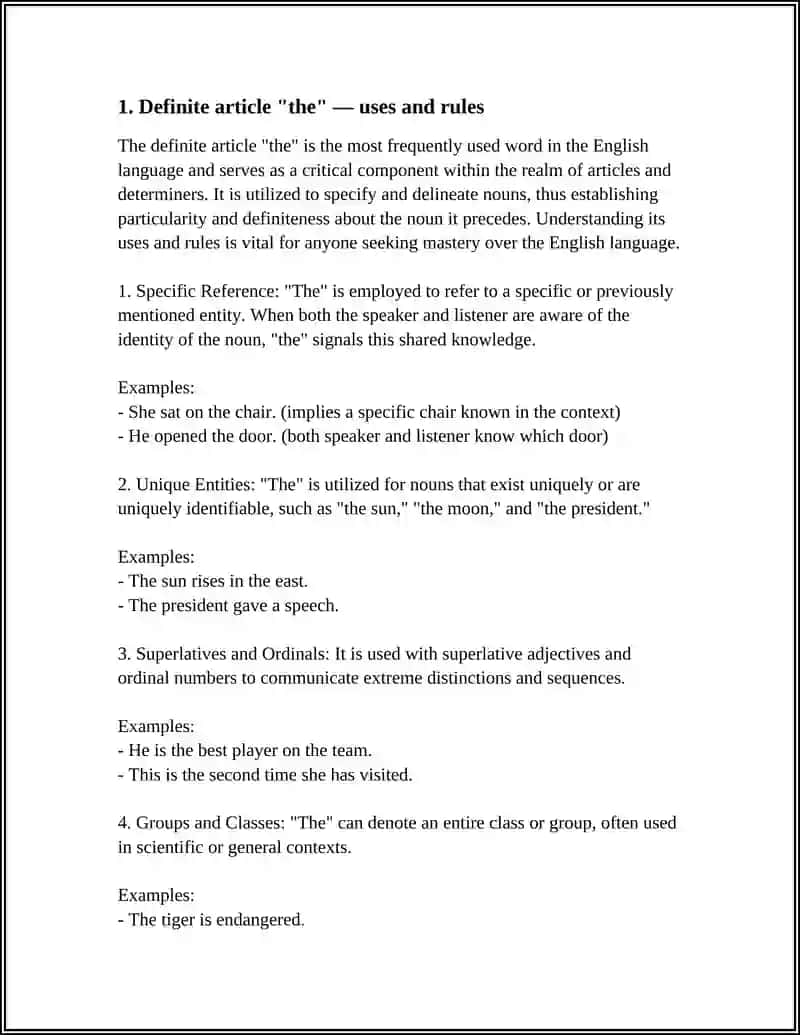 Definite article "the" - uses and rules 3