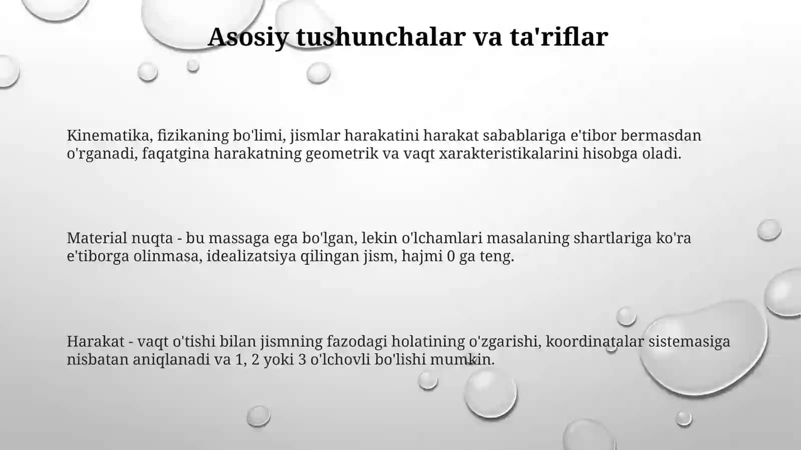 Qurilishda fizikaning asoslari. Moddiy nuqta kinematikasi 3