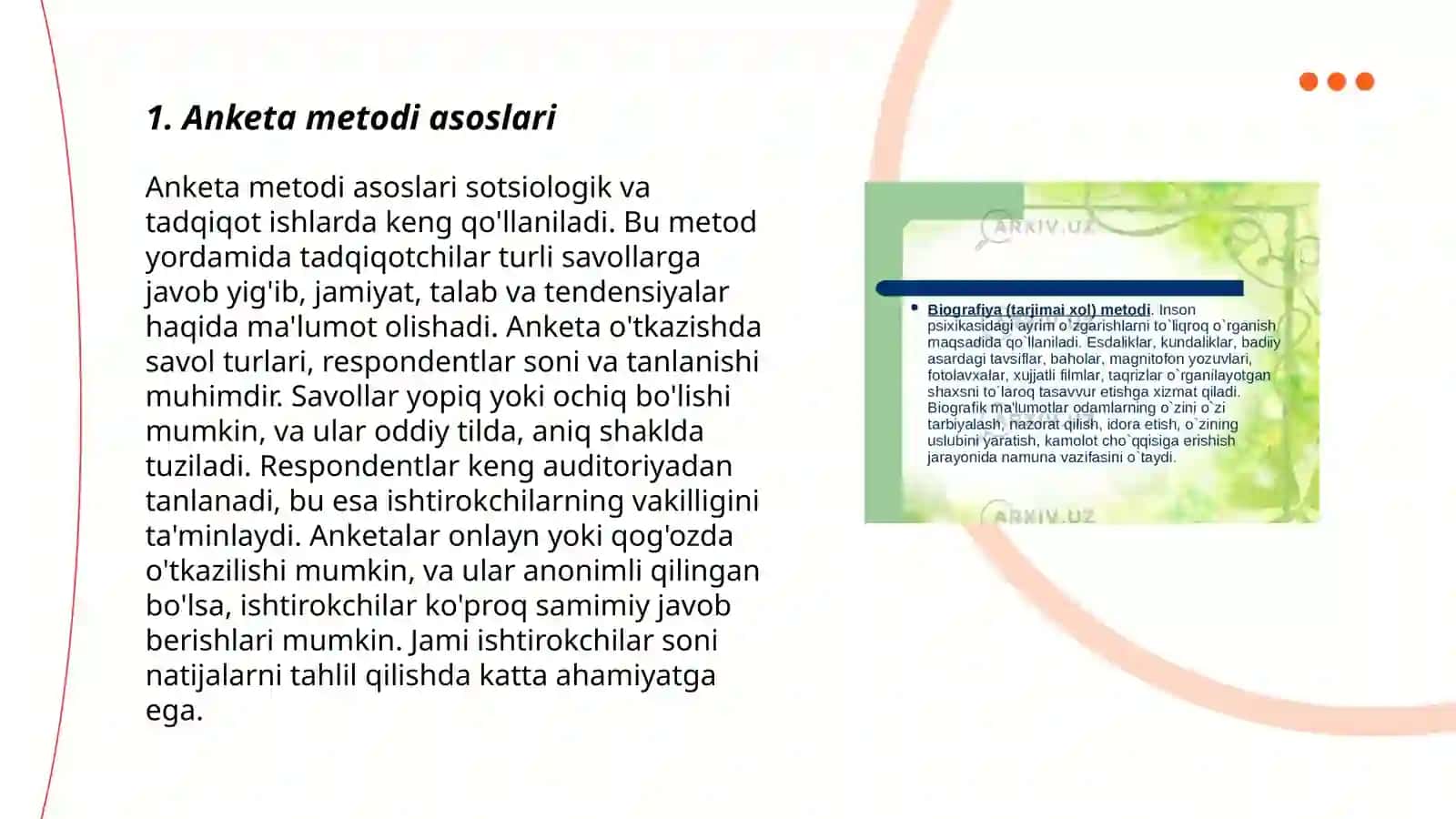 Psixologiya tadqiqot metodlari anketa va suhbat metodlari 3