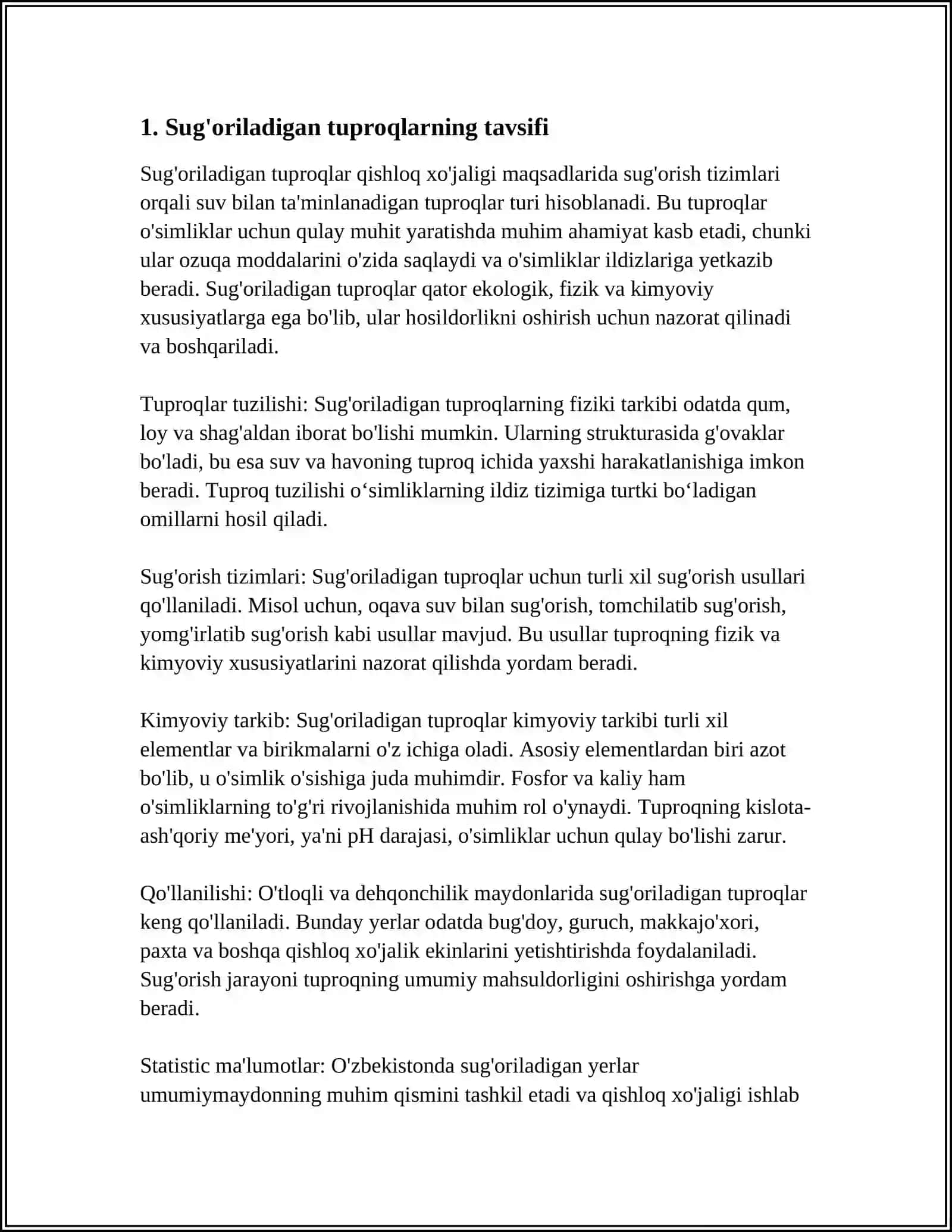 Sug'oriladigan Tuproqlar va Ularning Xossalari 3
