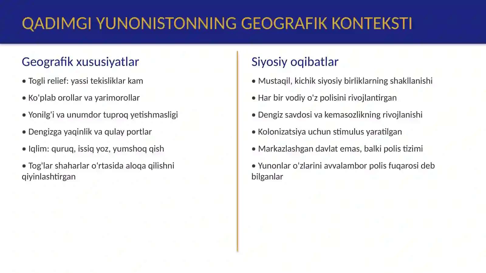 Miloddan avvalgi VIII-VI asrlarda Yunonistonda shahar-davlatlarning vujudga kelishi 3