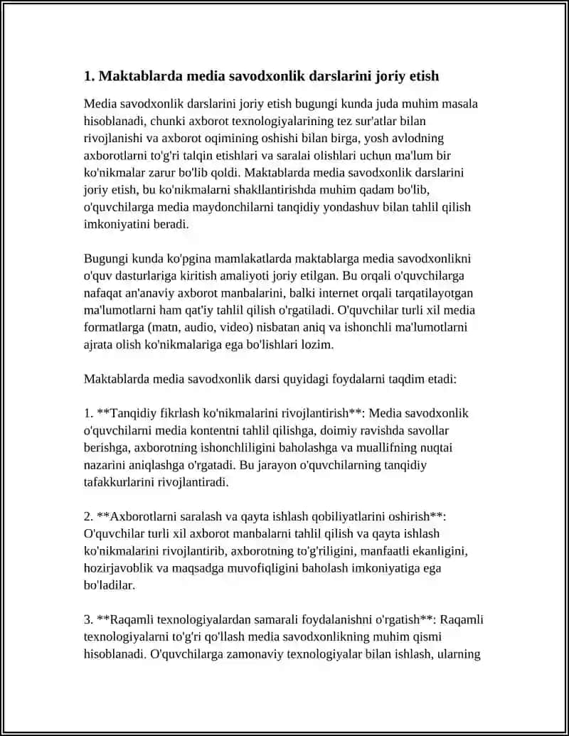 MEDIA SAVODXONLIKNI QANDAY OSHIRISH MUMKIN? 3
