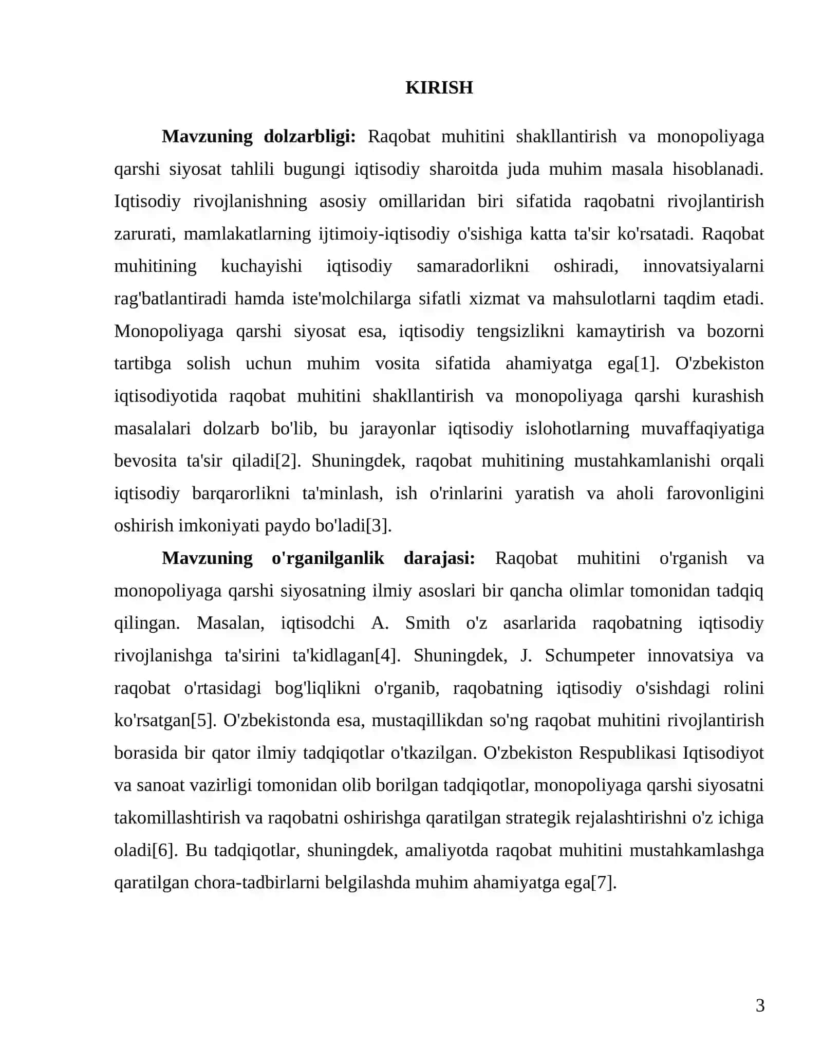 "Raqobat muhitini shakllantirish va monopoliyaga qarshi siyosat tahlili" 3