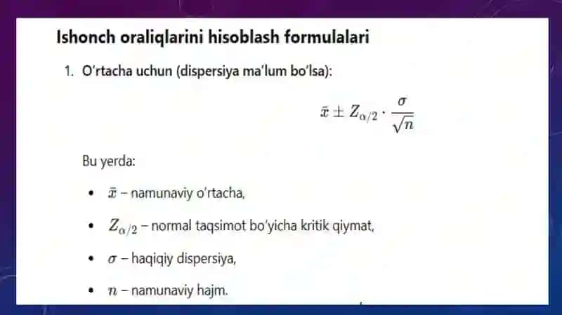 STATISTIKAISHONCH ORALIQLARI 3