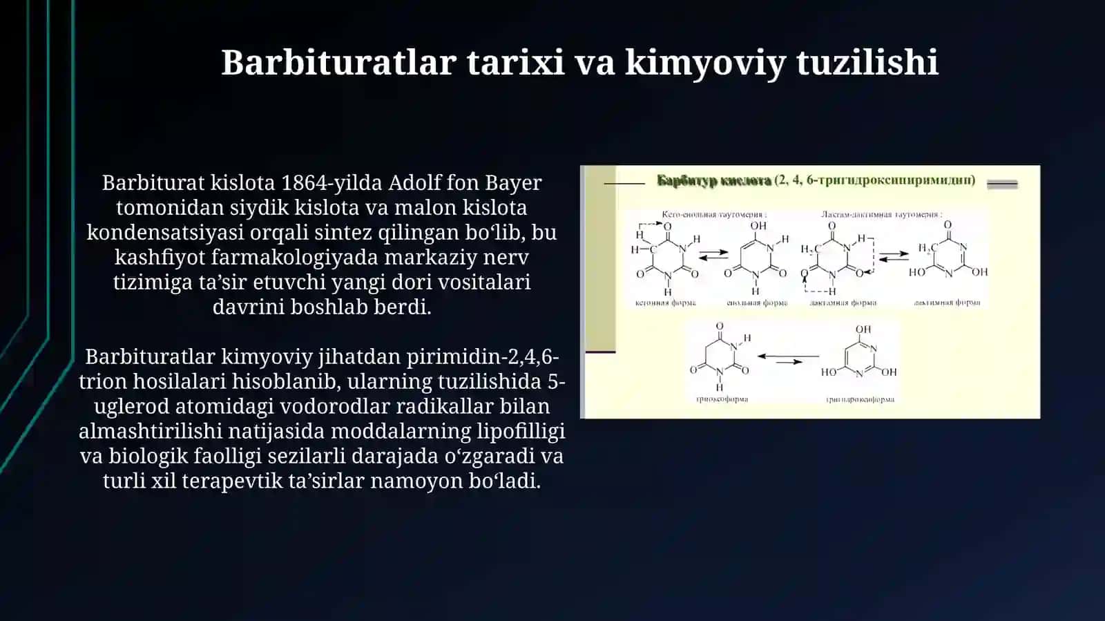 Barbitur kislota: Kimyoviy xossalari va tarixiy taraqqiyoti 3