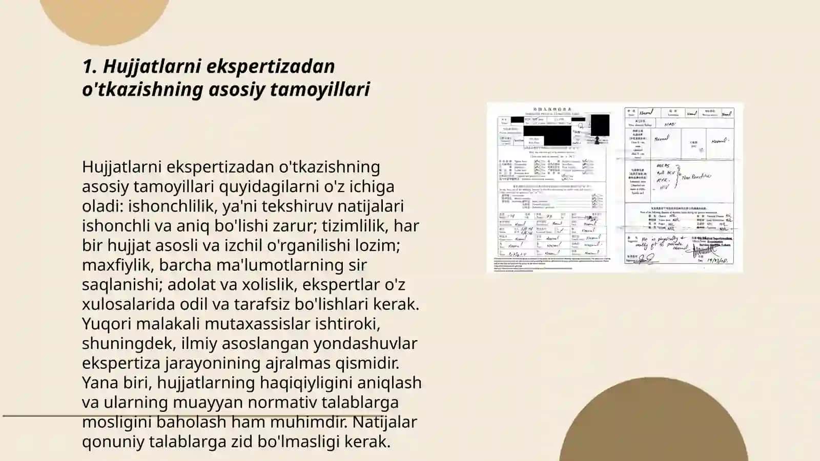 Hujjatlarni ekspertizadan o'tkazishning asosiy tamoyillari 3