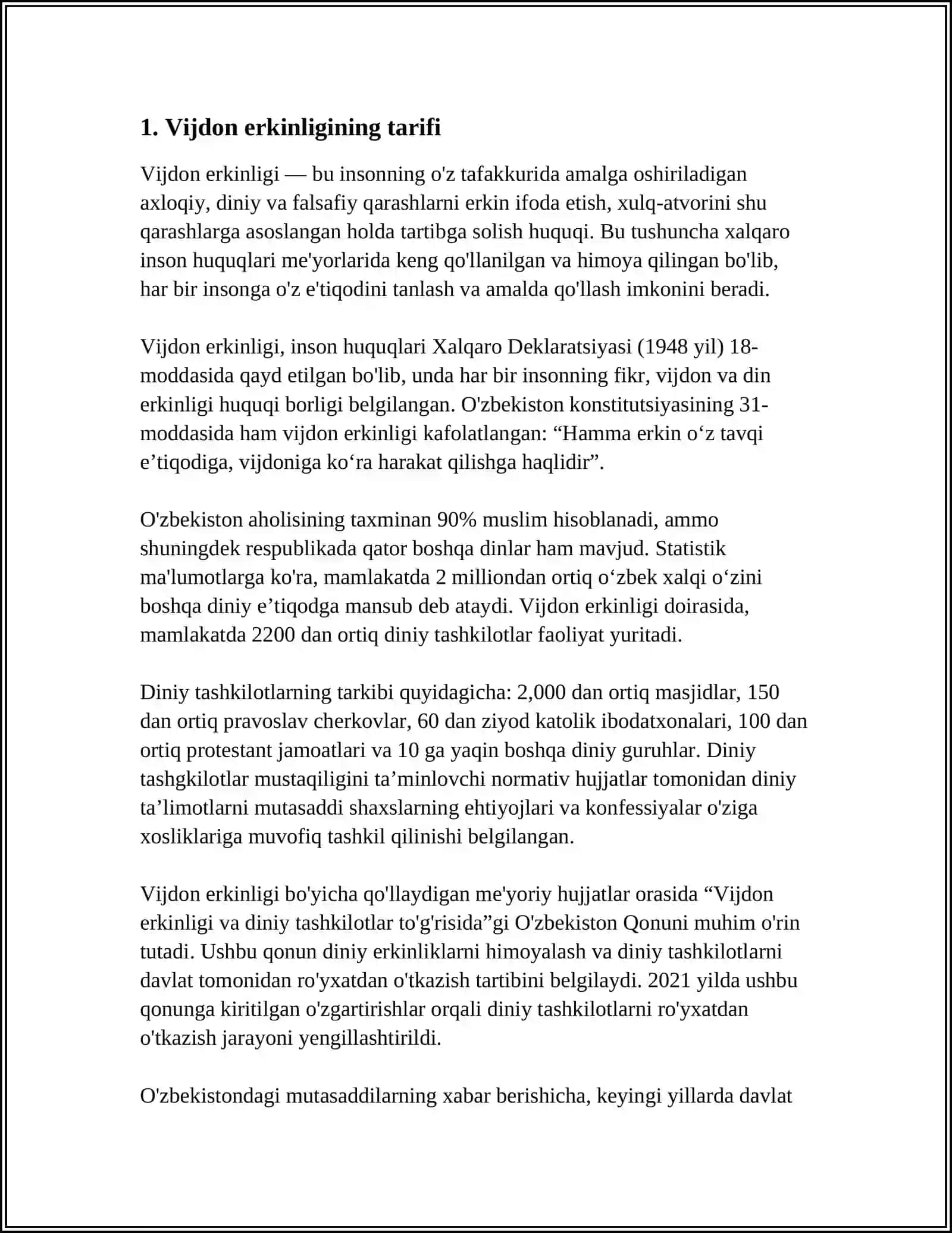 VIJDON VA E'TIQOD ERKINLIGINING TA'RIFI 3
