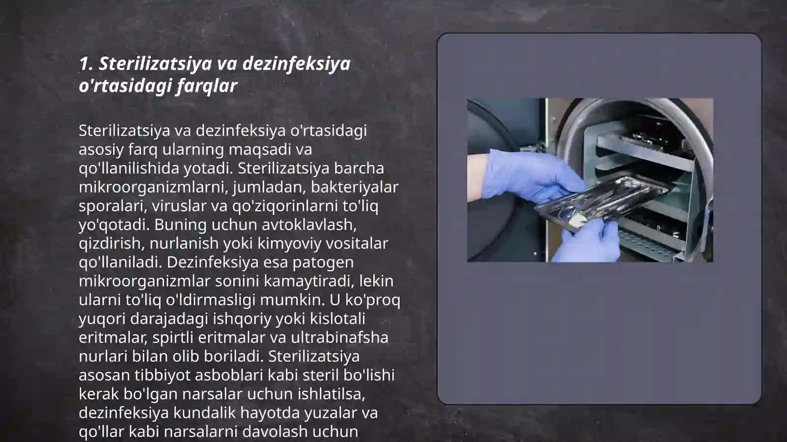 Sterilizatsiya va dezinfeksiya. Asboblarni sterillash bosqichlari 3