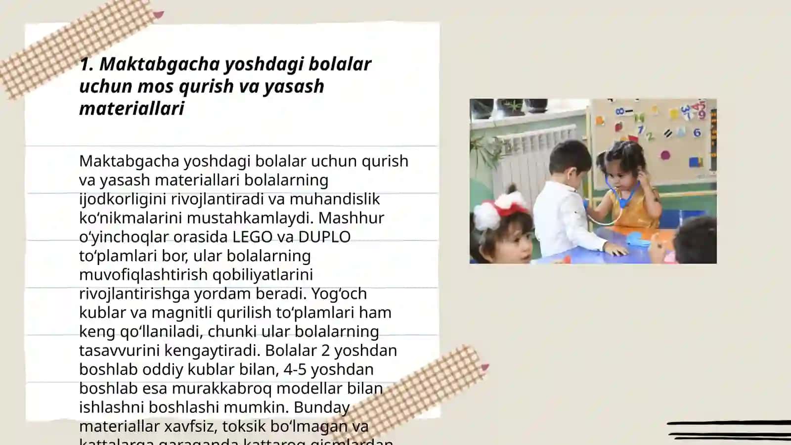 Maktabgacha taʼlim tashkilotlarda qurish yasash 3
