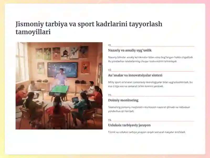 Jismoniy tarbiya, sport va turizm sohasida kadrlar tayyorlash va tarbiyalash tamoyillari va usullari 3