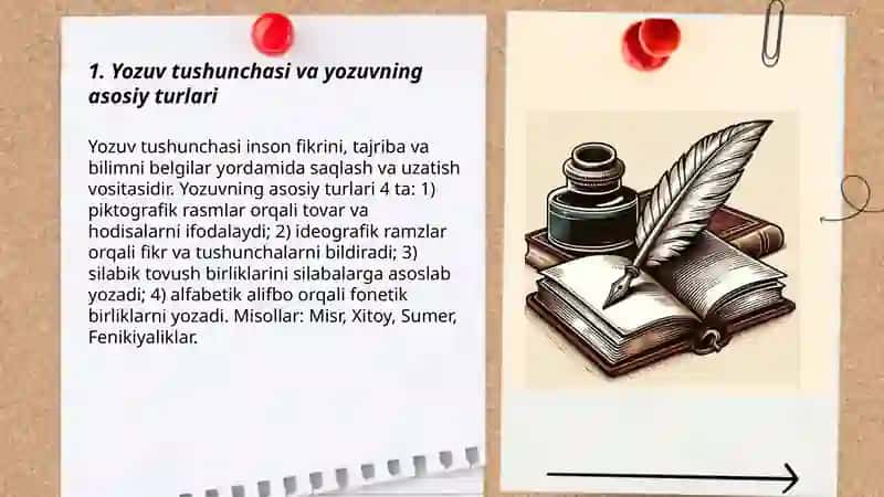 Yozuvning turlari. O'zbek yozivi tarixi 3