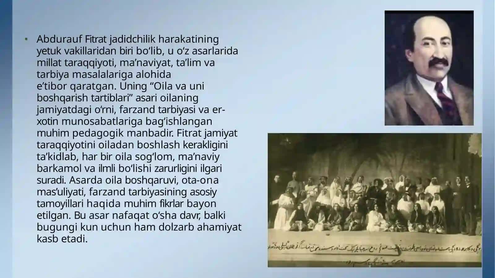 Abdurauf fitratning "oila va uni boshqarish tartiblari" asarini o'rganish va tahlil etish 3