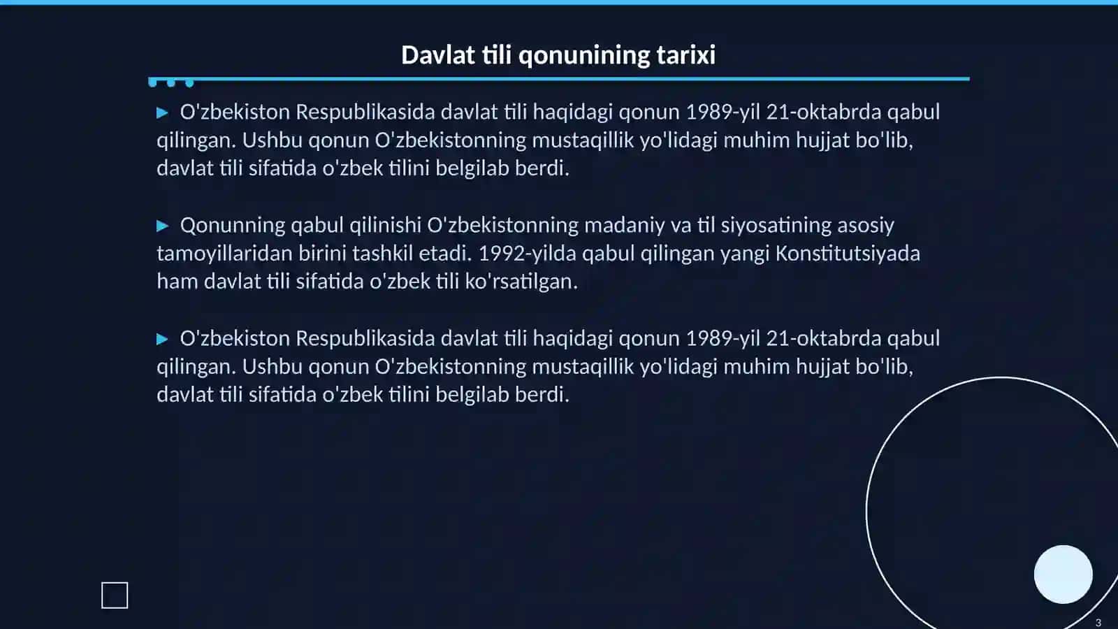 Davlat tili haqidagi qonun va uning ijrosini tahlili 3