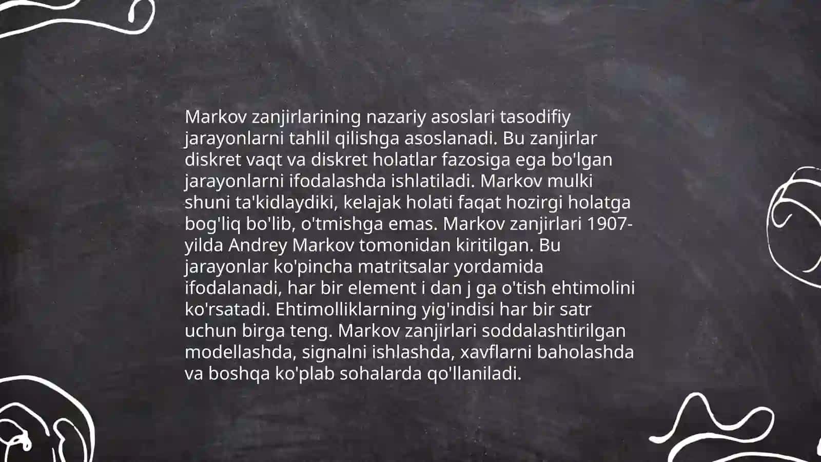 Markov zanjiri va uni qishloq xójalik masalalarini yechishga qóllanilashi 3