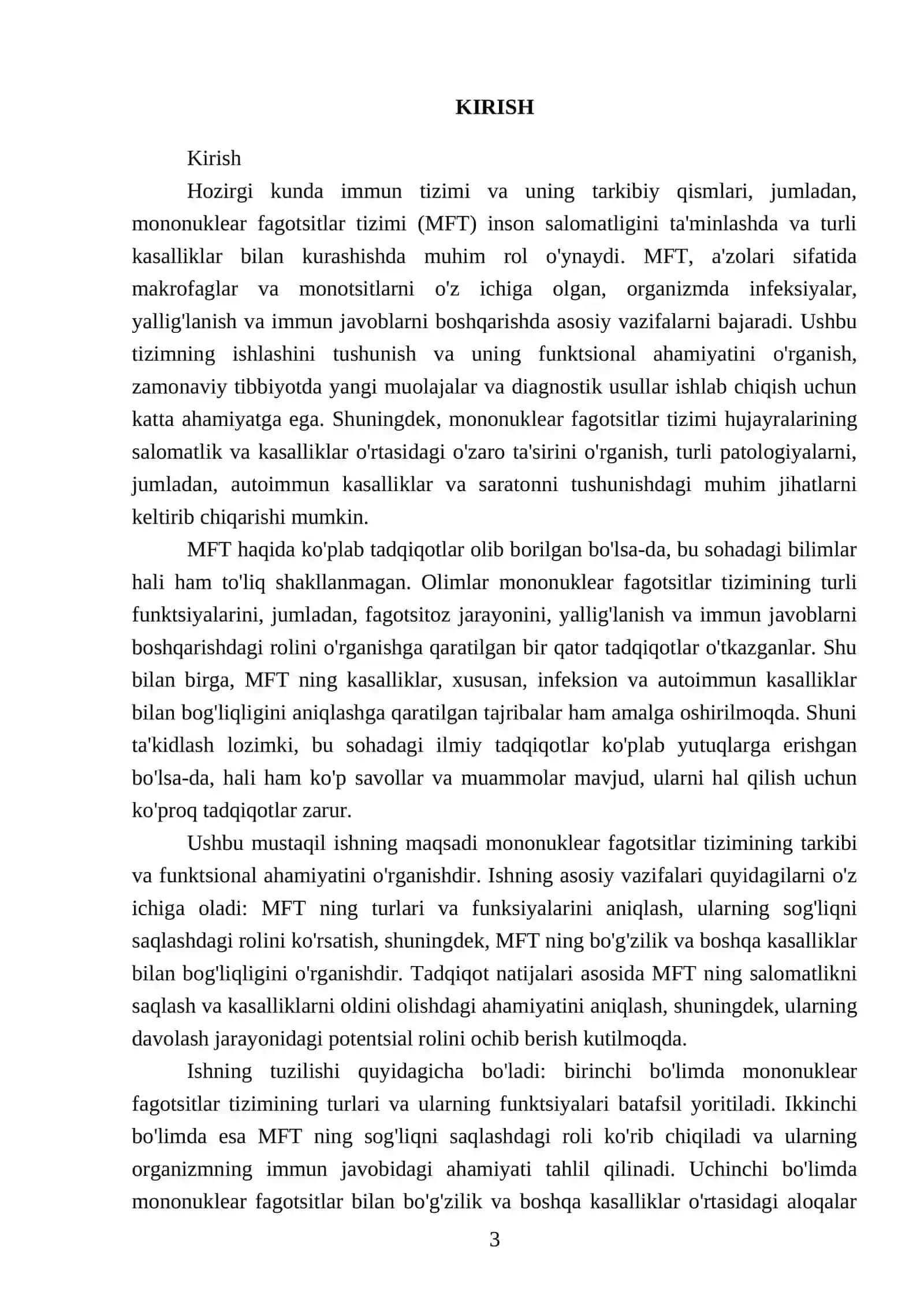 МОНОНУКЛЕАР - ФАГОЦИТЛАР ТИЗИМИ ТАРКИБИ ФУНКЦИОНАЛ АХАМИЯТИ ХАКИДА ЯНГИ МАЛУМОТЛАР ТОПЛАШ ВА ТАХЛИЛ КИЛИШ 3