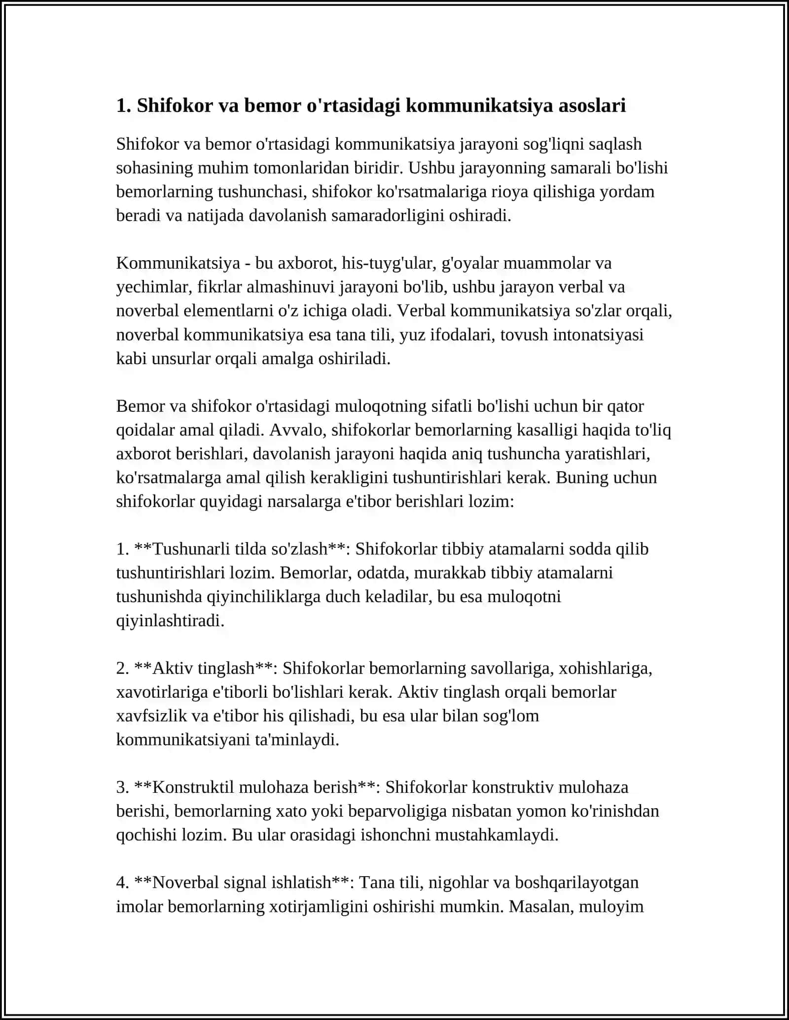MULOQOT: SHIFOKOR VA BEMOR MULOQOTINING PSIXOLOGIK XUSUSIYATLARI 3