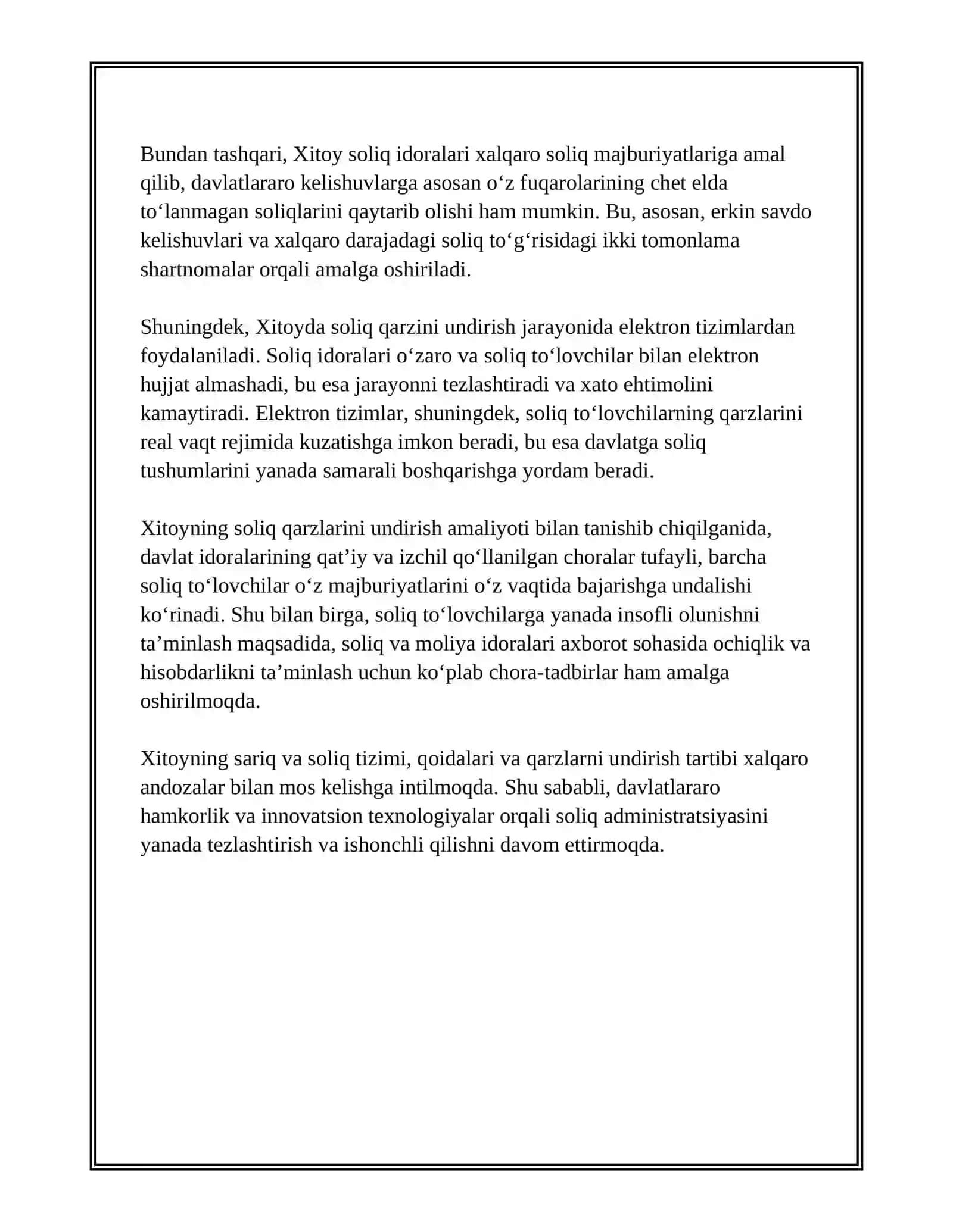 Xitoy Xalq Respublikasi Soliq Qarzini Undirish Tartibi 3