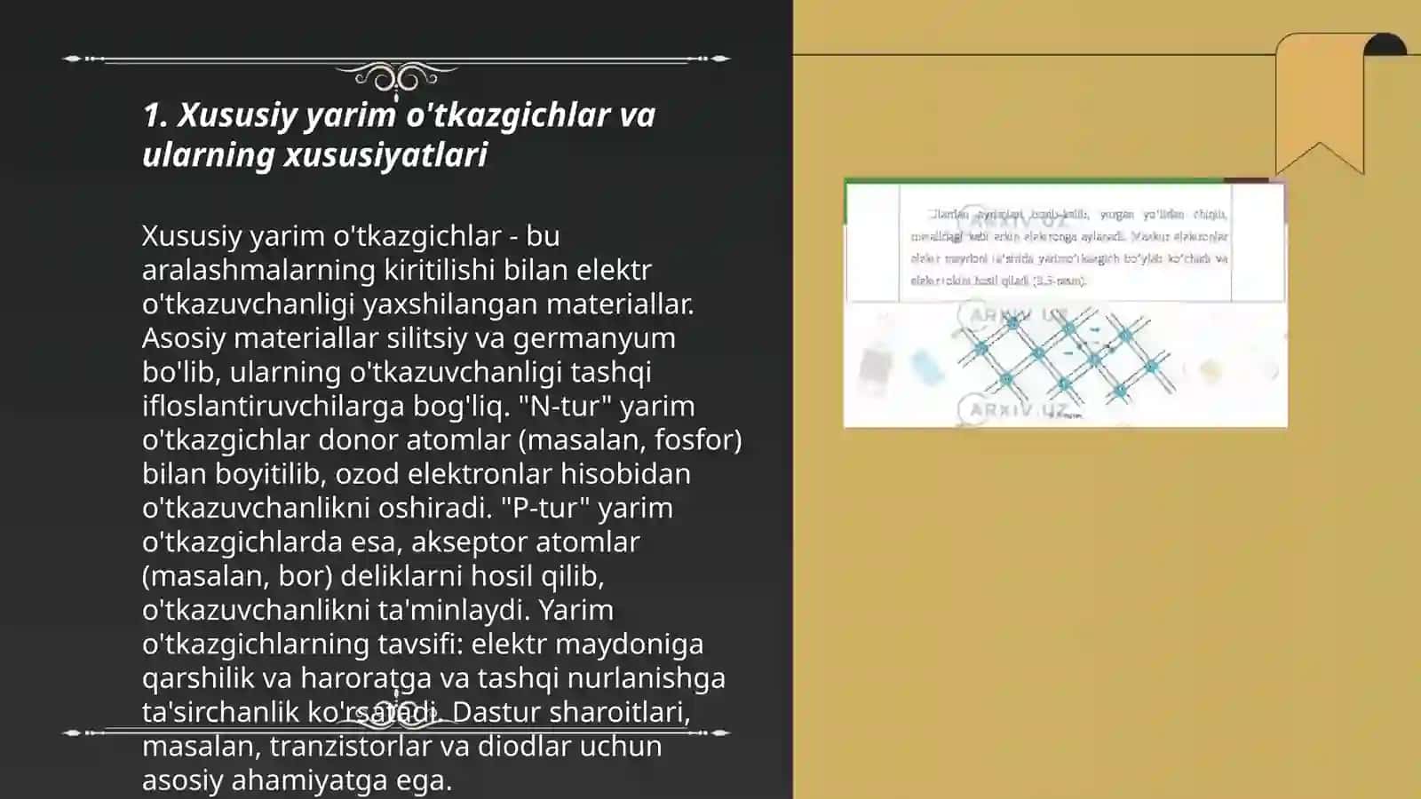 Xususiy yarim o'tkazgichlar va ularning xususiyatlari 3