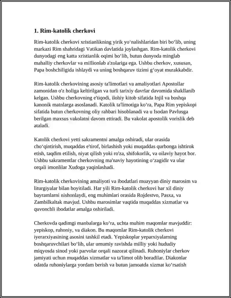 XRISTIANLIK BÒYICHA YÒNALISHLAR 3