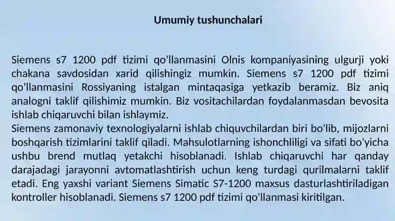 Siemens S7-1200 dasturlanuvchi mantiqiy kontrollerlari 3