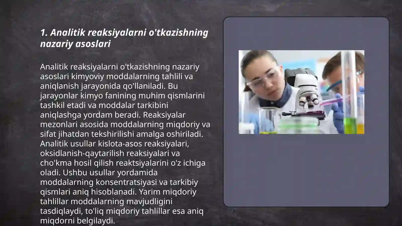 Analitik reaksiyalarni òtkazish usullari va amalga oshirish shart- sharoitlari 3