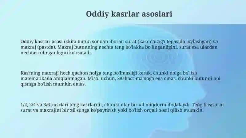 Oddiy kasrlar asoslari 3