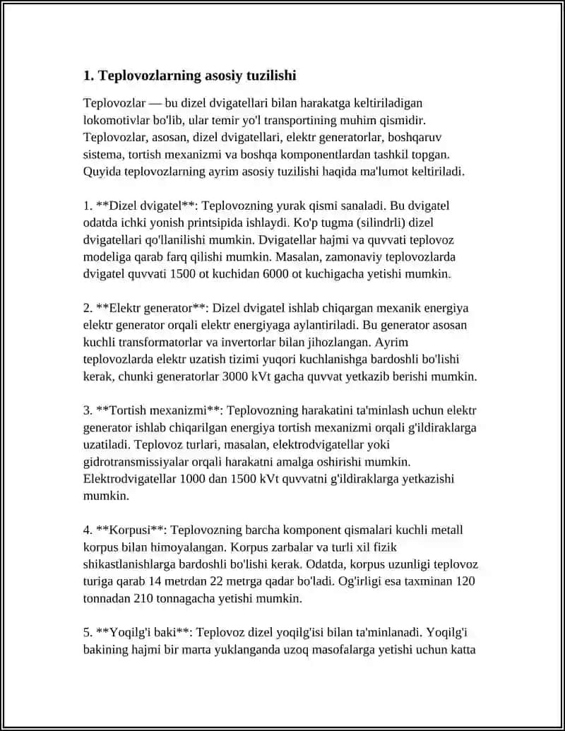 TEMIR YO'LLARDA TORTUVCHI HARAKAT TARKIBLARI: TEPLOVOZLAR 3