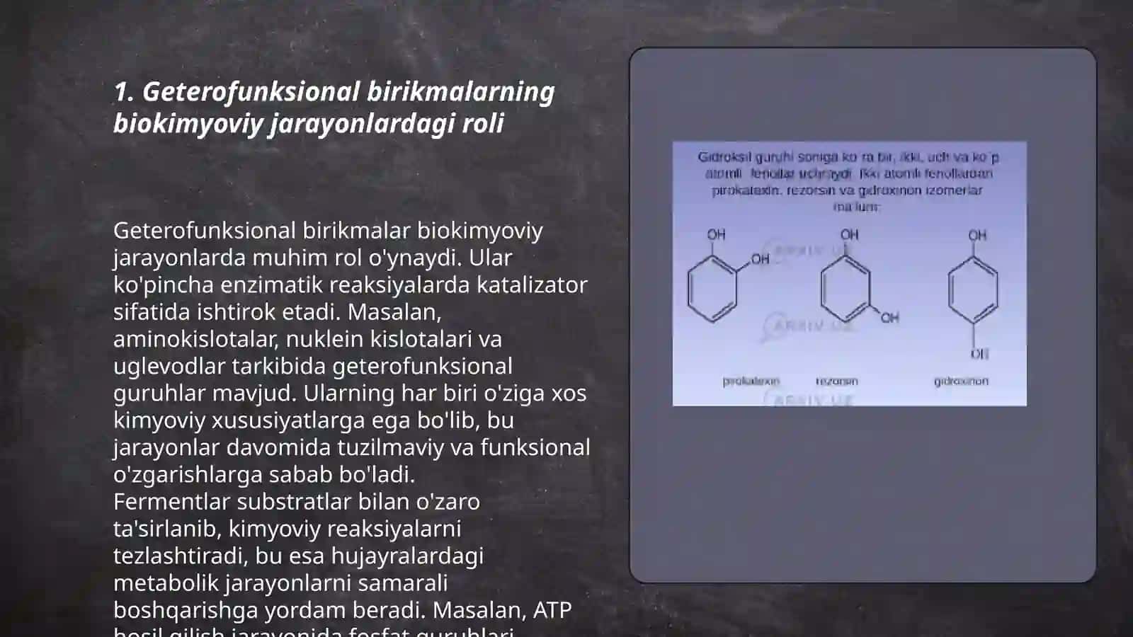 Poli- va geterofunksional birikmalar metabolitlar va dorivor moddalar sifatida 3