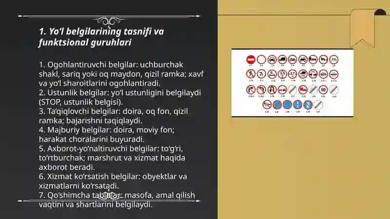 Yoʻl belgilari va ularni oʻrnatishga qoʻyilgan talablar 3